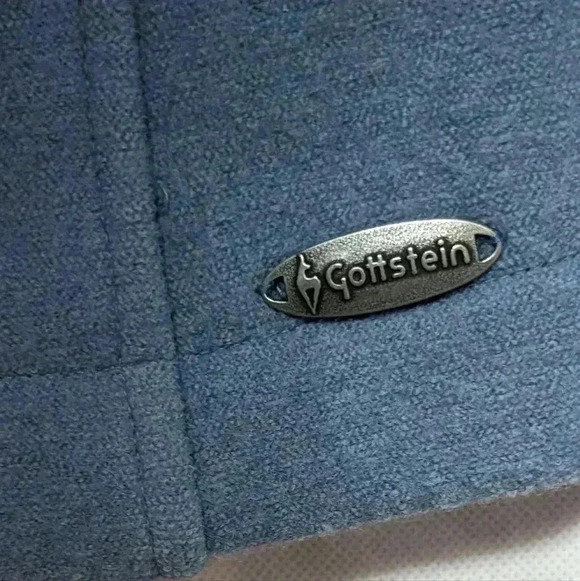 Women's Gottstein virgin wool jacket beautiful blue w carved buttons fancy hem - Picture 4 of 6